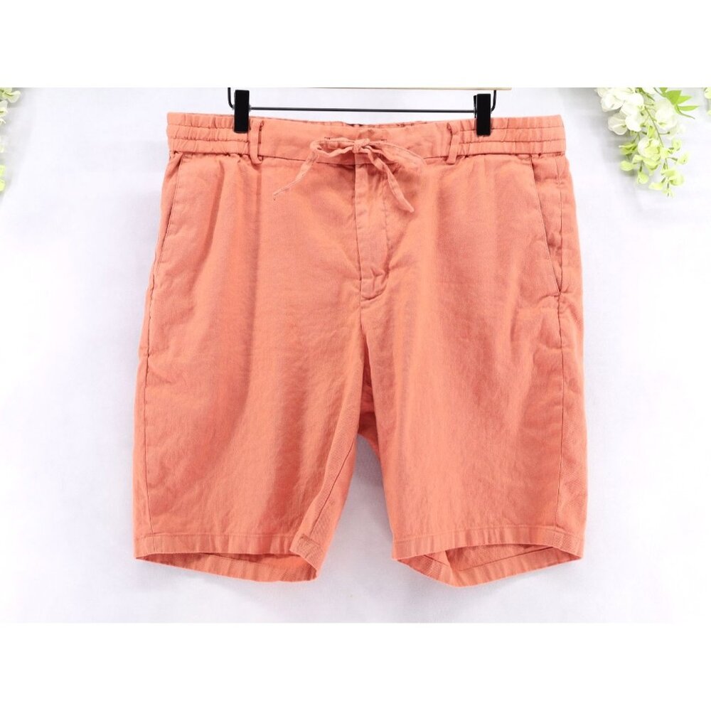 Vince Men's Linen Blend Chino Shorts 9" Inseam Tangerine Sz XL